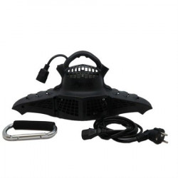 Drysuit hanger - hanging from shoulders - with hot air fan